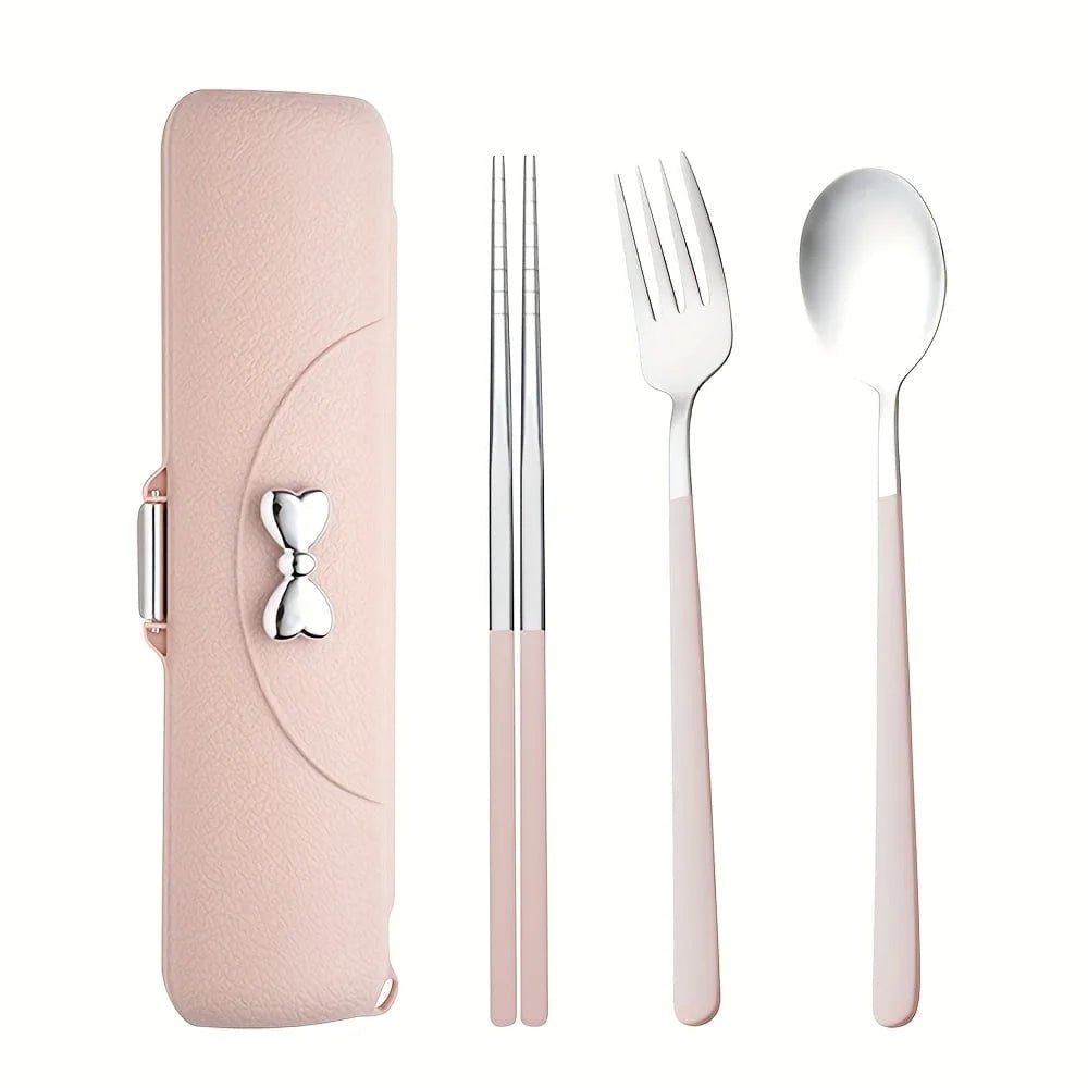 ALEXUNICON Travel Cutlery Set with Case, Stainless Steel Flatware Sets