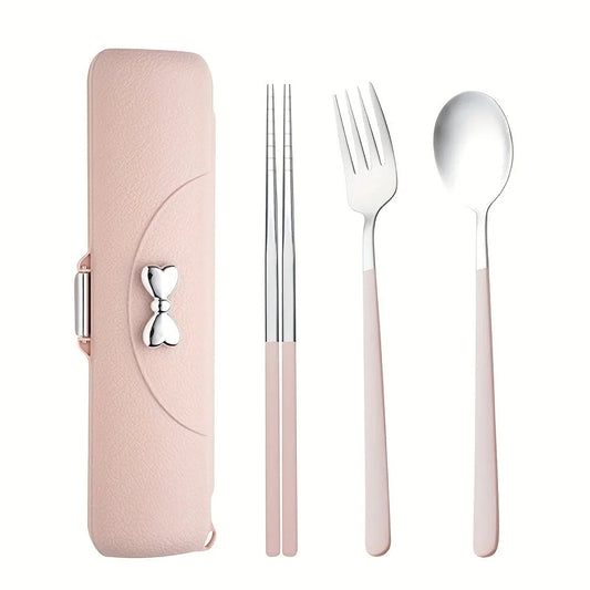 ALEXUNICON Travel Cutlery Set with Case, Stainless Steel Flatware Sets