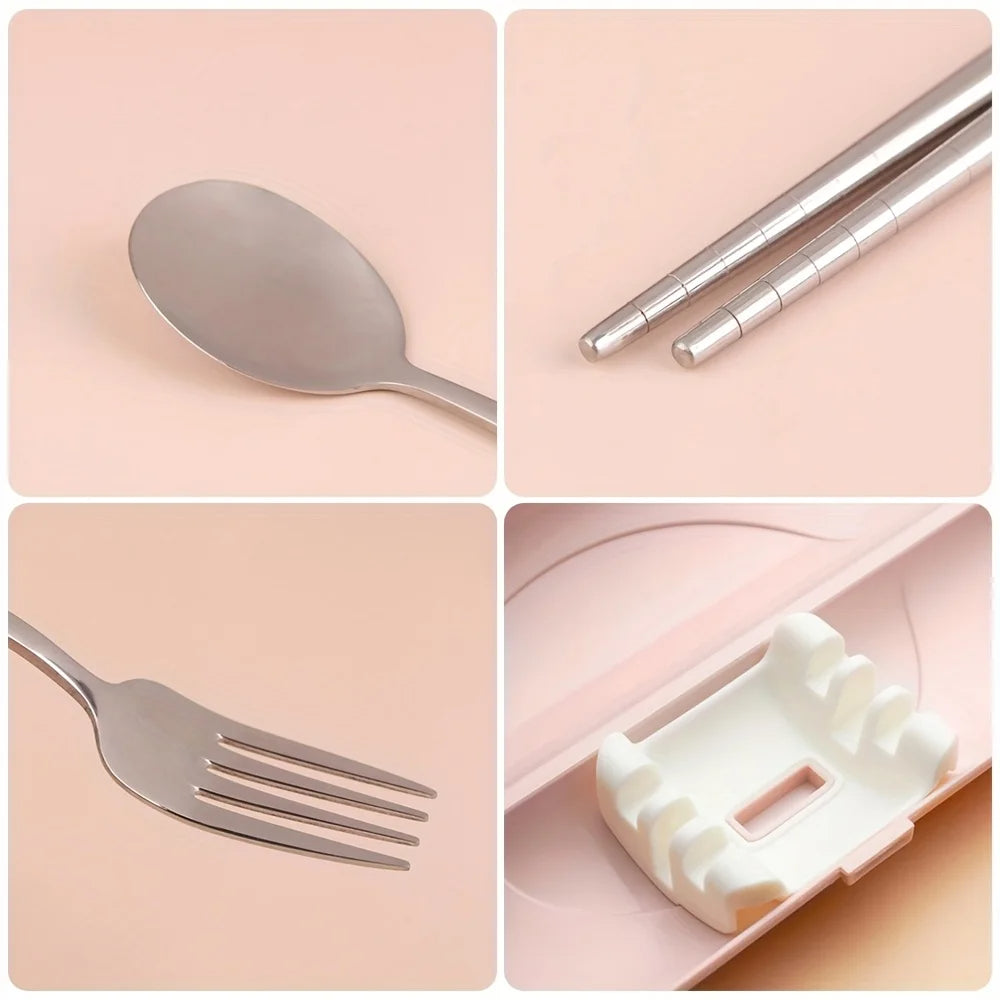 ALEXUNICON Travel Cutlery Set with Case, Stainless Steel Flatware Sets