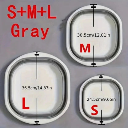 ALEXUNICON Collapsible Dish Tub 3 Pack, Foldable Wash Basin, Space-Saving Collapsible Sink Camping for Dishing, Fruit, Beverage Tubs, Hiking & Home