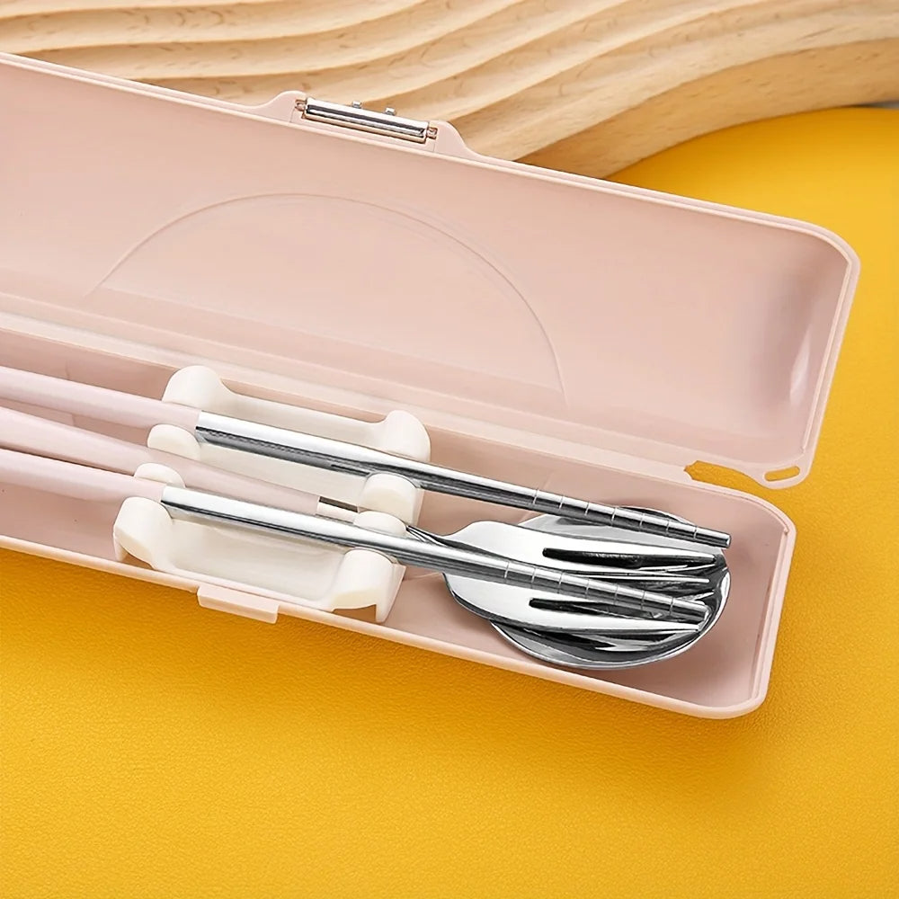 ALEXUNICON Travel Cutlery Set with Case, Stainless Steel Flatware Sets