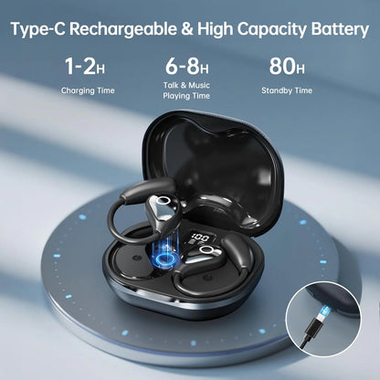 ALEXUNICON Open-Ear AI Translator Headphone - Real-Time 144-Language Translation, Wireless Bluetooth Translation Earbuds for Travel/Business